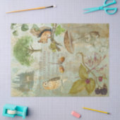 ウッドランド森林野生生物リス、フクロウ、デクページ 薄葉紙 (クラフト)