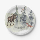 ウッドランド森林 | 動物の赤ちゃんシャワー ペーパープレート (正面)