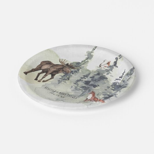 ウッドランド森林 | 動物の赤ちゃんシャワー ペーパープレート (アングル)