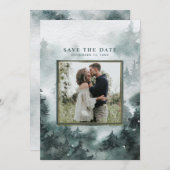 ウッドランド森林 | 水彩写真 セーブザデート (正面/裏面)