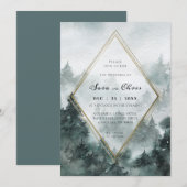 ウッドランド森林 | 水彩結婚式招待状 招待状 (正面/裏面)