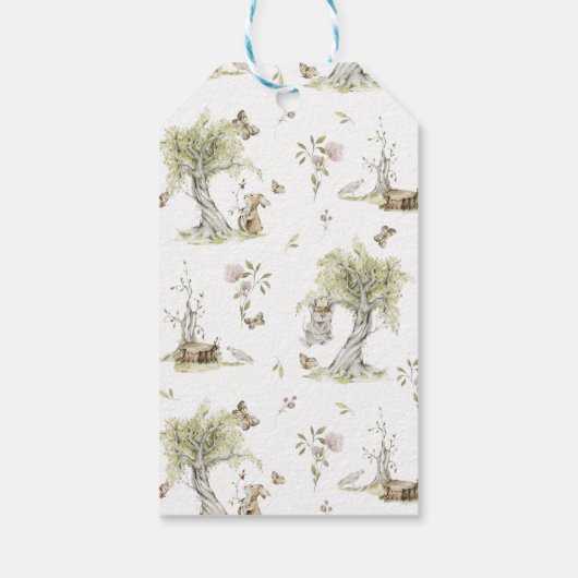 ウッドランド森林 |誕生日パーティーありがとうございました ギフトタグ (裏面)