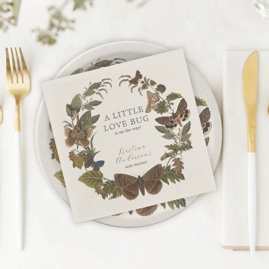 ウッドランド植物小さな愛バグ赤ちゃんシャワー スタンダードカクテルナプキン