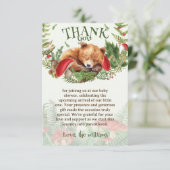 ウッドランド植物性可愛いクマ赤ちゃんシャワー サンキューカード (スタンド正面)