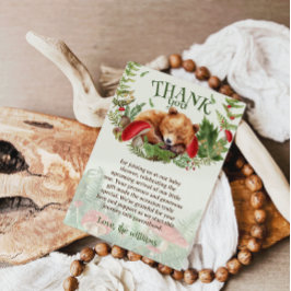 ウッドランド植物性可愛いクマ赤ちゃんシャワー サンキューカード