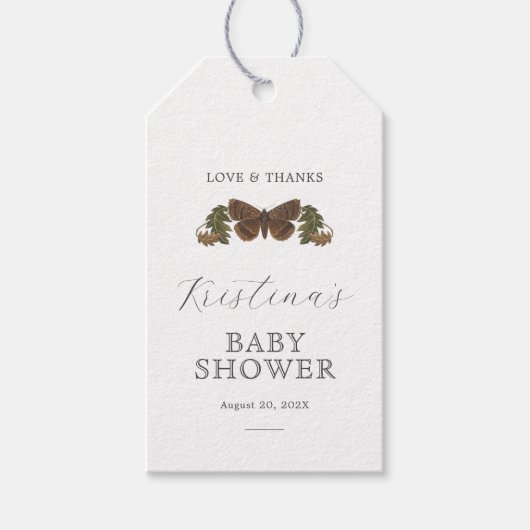 ウッドランド植物性男女兼用赤ちゃんシャワー ギフトタグ (正面)