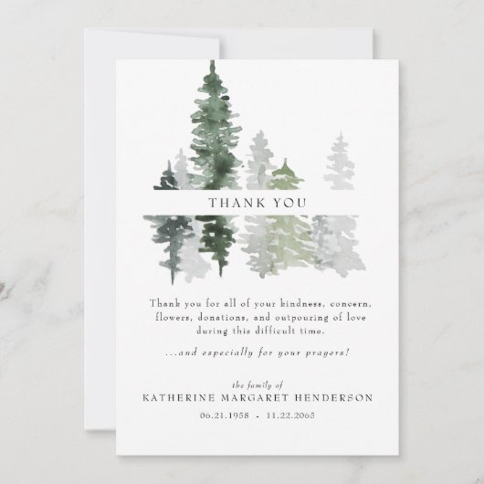 ウッドランド樹木死別葬礼 サンキューカード (正面)