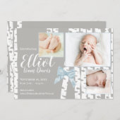 ウッドランド樺の木とボウベビー誕生（写真あり） 案内状 (正面/裏面)