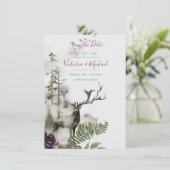 ウッドランド水彩フォレスト日付を保存 サンキューカード (スタンド正面)