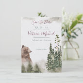 ウッドランド水彩フォレスト日付を保存 サンキューカード (スタンド正面)