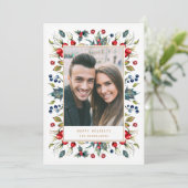 ウッドランド水彩ベリーフレームクリスマス写真 シーズンカード (スタンド正面)