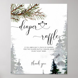 ウッドランド水彩冬の森の赤ちゃんシャワー ポスター