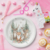ウッドランド水彩動物 ペーパープレート (パーティー)