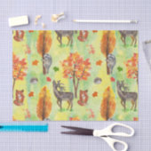 ウッドランド水彩動物 薄葉紙 (クラフト)