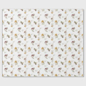 ウッドランド水彩木茸モノグラム ラッピングペーパー (フラット)