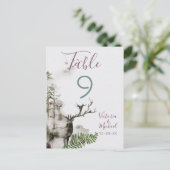 ウッドランド水彩森の鹿テーブル番号カード ポストカード (スタンド正面)
