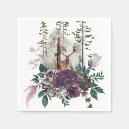 ウッドランド水彩樹林鹿 スタンダードカクテルナプキン