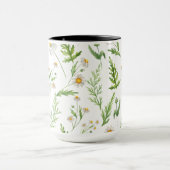 ウッドランド水彩緑の野花とシダのマグカップ マグカップ (中央)