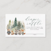 ウッドランド水彩赤ちゃんシャワーおむつラッフル エンクロージャーカード (正面)