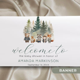 ウッドランド水彩赤ちゃんシャワーへようこそ 横断幕