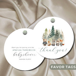 ウッドランド水彩赤ちゃんシャワー フェイバータグ