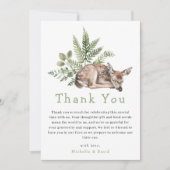 ウッドランド水彩鹿の赤ちゃんシャワーありがとう サンキューカード (正面)