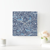 ウッドランド海軍ブルーフォレストアニマルキツネウサギフローラ スクエア壁時計 (ホーム)