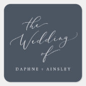 ウッドランド海軍ブルー結婚ズ封筒用シール スクエアシール (正面)