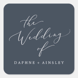 ウッドランド海軍ブルー結婚ズ封筒用シール スクエアシール