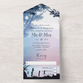 ウッドランド湖結婚の森の全て一つの招待状 オールインワン招待状 (内側)