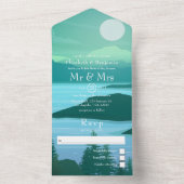 ウッドランド湖結婚の森の全て一つの招待状 オールインワン招待状 (内側)