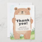 ウッドランド熊の赤ちゃんシャワー感謝感謝していの気持ち 招待状 (正面)