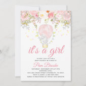 ウッドランド熱気球バニーベビーシャワー 招待状 (正面)