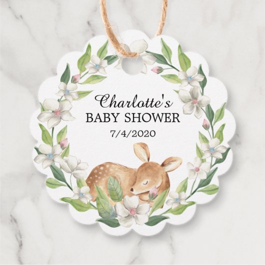 ウッドランド甘い鹿の赤ちゃんシャワーお願いギフトラベル フェイバータグ (裏面)