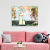 ウッドランド生き物うさぎお洒落フクロウ動物アート キャンバスプリント (インサイチュ (リビング))