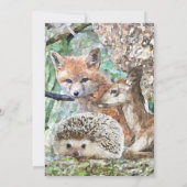 ウッドランド生き物の動物の赤ちゃんシャワー 招待状 (裏面)