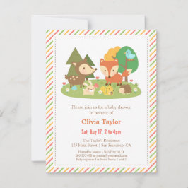 ウッドランド生き物の動物の赤ちゃんシャワー 招待状