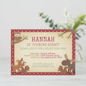 ウッドランド生き物の誕生日パーティー 招待状 (スタンド正面)