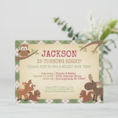 ウッドランド生き物の誕生日パーティー 招待状 (スタンド正面)