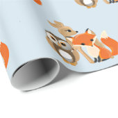 ウッドランド生き物ブルーベビーシャワーギフトラップ ラッピングペーパー (ロールコーナー)