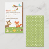 ウッドランド生き物ベビーシャワーおむつラッフル エンクロージャーカード (正面/裏面)