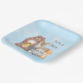 ウッドランド生き物ベビーシャワー男の子 ペーパープレート (傾斜あり)