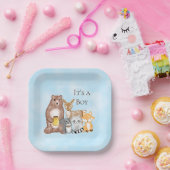 ウッドランド生き物ベビーシャワー男の子 ペーパープレート (パーティー)