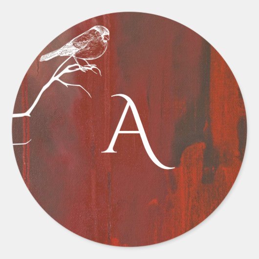 ウッドランド生き物モノグラム鳥 ラウンドシール (正面)