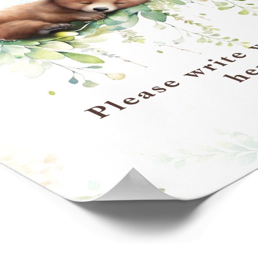 ウッドランド男の赤ちゃんシャワカスタムー標識 ポスター (角)