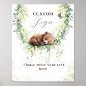 ウッドランド男の赤ちゃんシャワカスタムー標識 ポスター (正面)