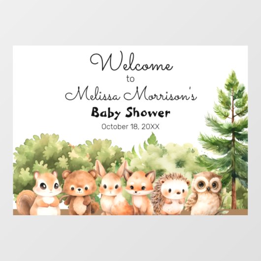 ウッドランド男の赤ちゃんシャワーウェルカム ウィンドウサイン (シート)