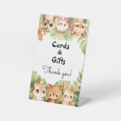 ウッドランド男の赤ちゃんシャワーカード&ギフト 台座サイン (正面)