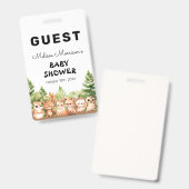 ウッドランド男の赤ちゃんシャワーゲスト バッジ (Front & Back)