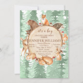 ウッドランド男の赤ちゃんシャワー招待赤ちゃんシャワー 招待状 (正面)
